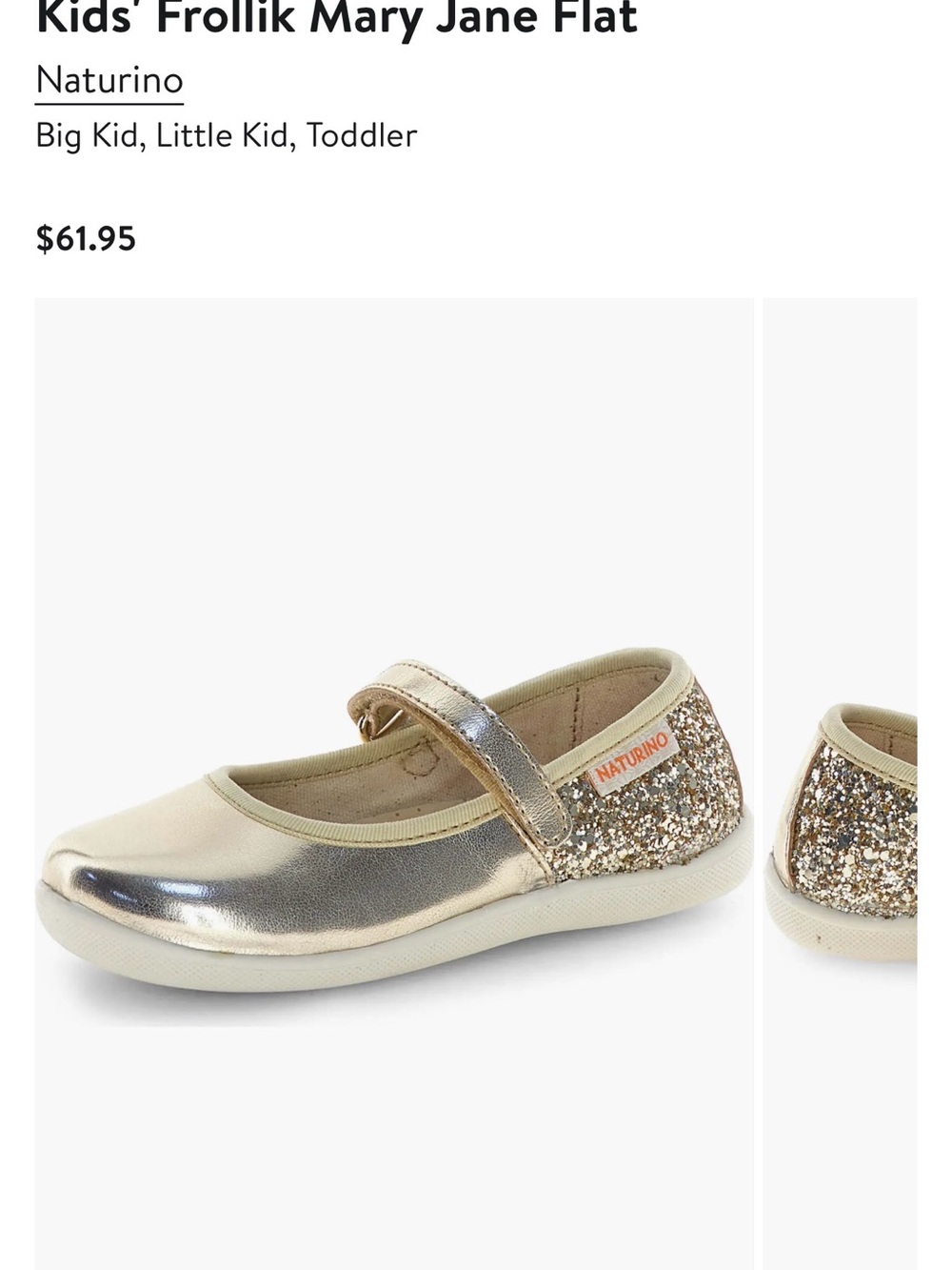 Naturino Gold Glitter frollik Mary Jane Shoe for Kids 32 / 1 big girls